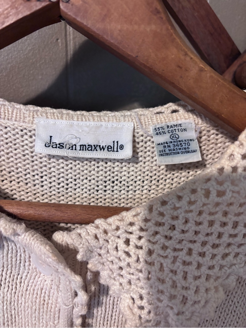 jason maxwell Cream Cardigan with Pink Rose Embroidery - Picture 4 of 6